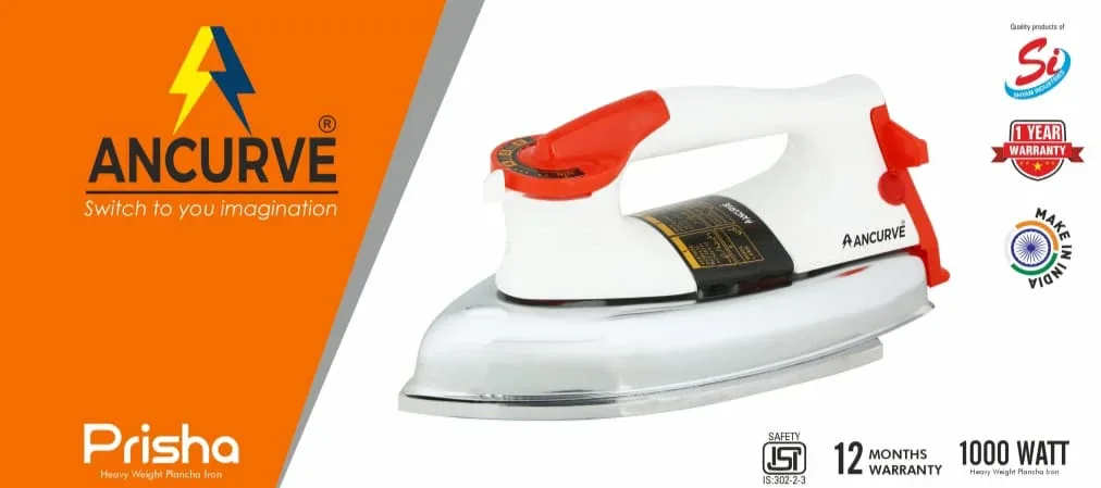 ANCURVE Prisha 1000W Heavy Weight Plancha Iron